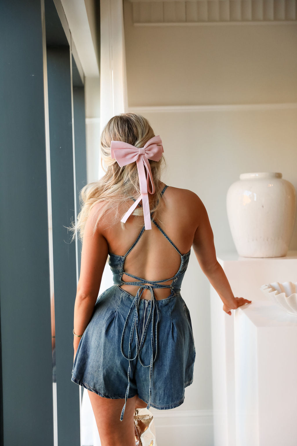 Denim romper outlet skirt