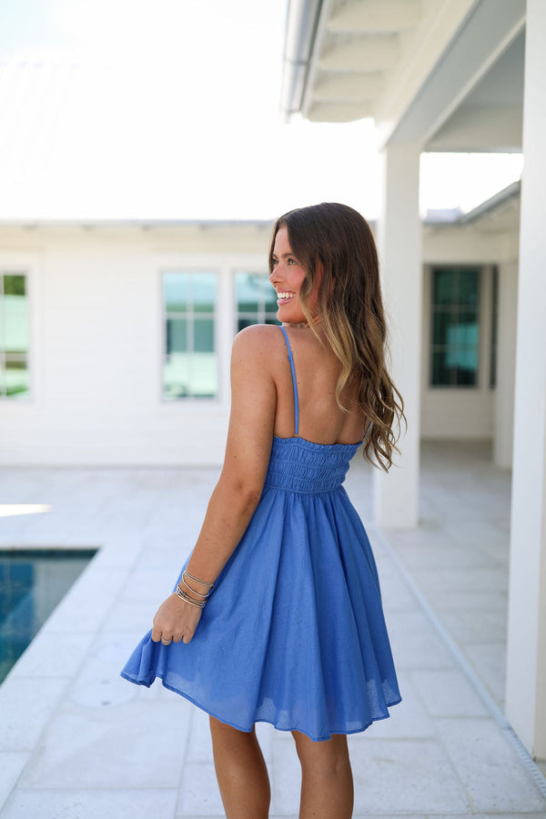 By The Sea Mini Dress - Cobalt Blue