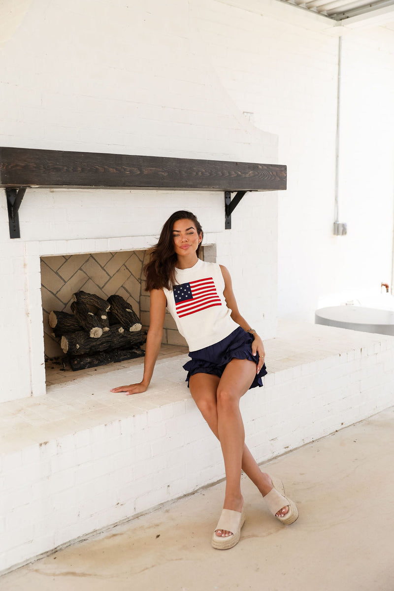 Home Of The Free Sweater Tank - Ivory