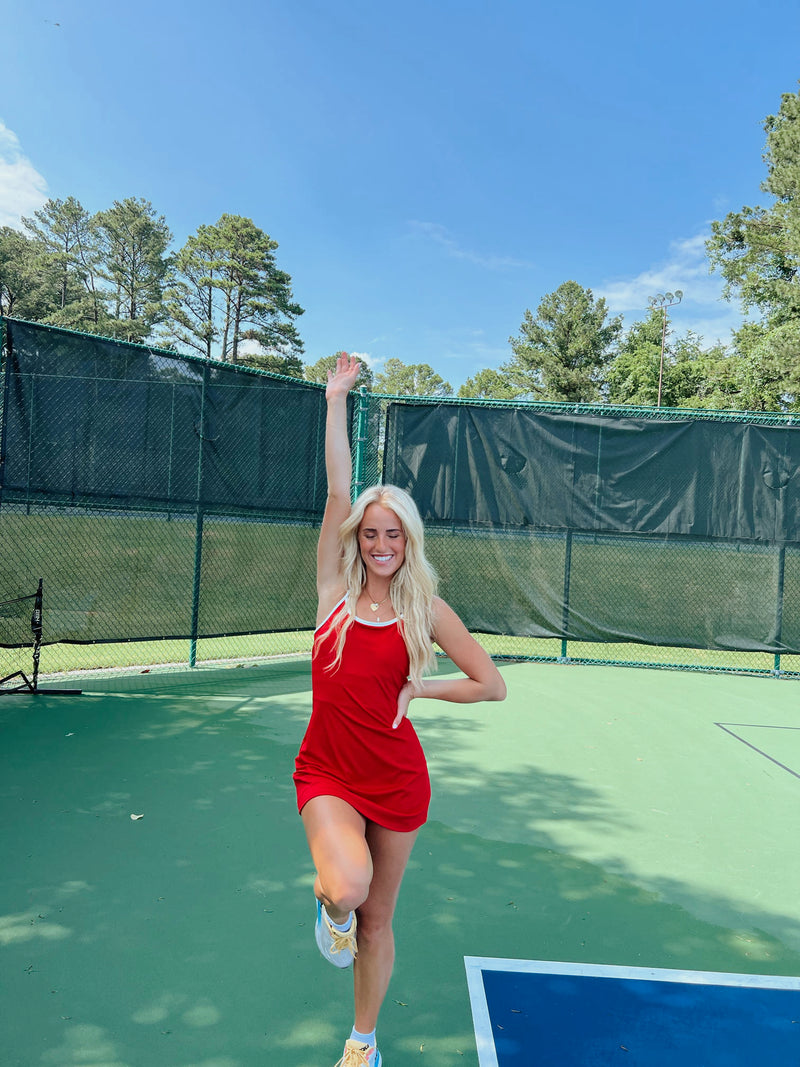 Courtside Romper - Red
