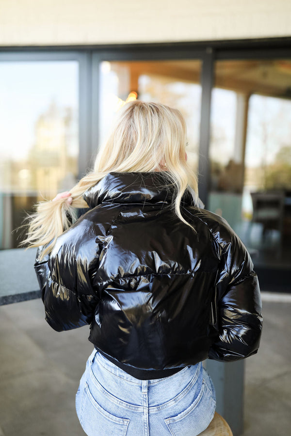 Amber Leather Jacket - Black Patent