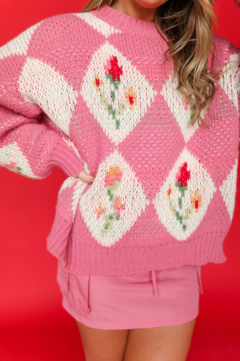 The Vintage Sweater - Pink Rose