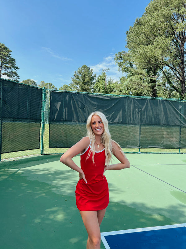 Courtside Romper - Red