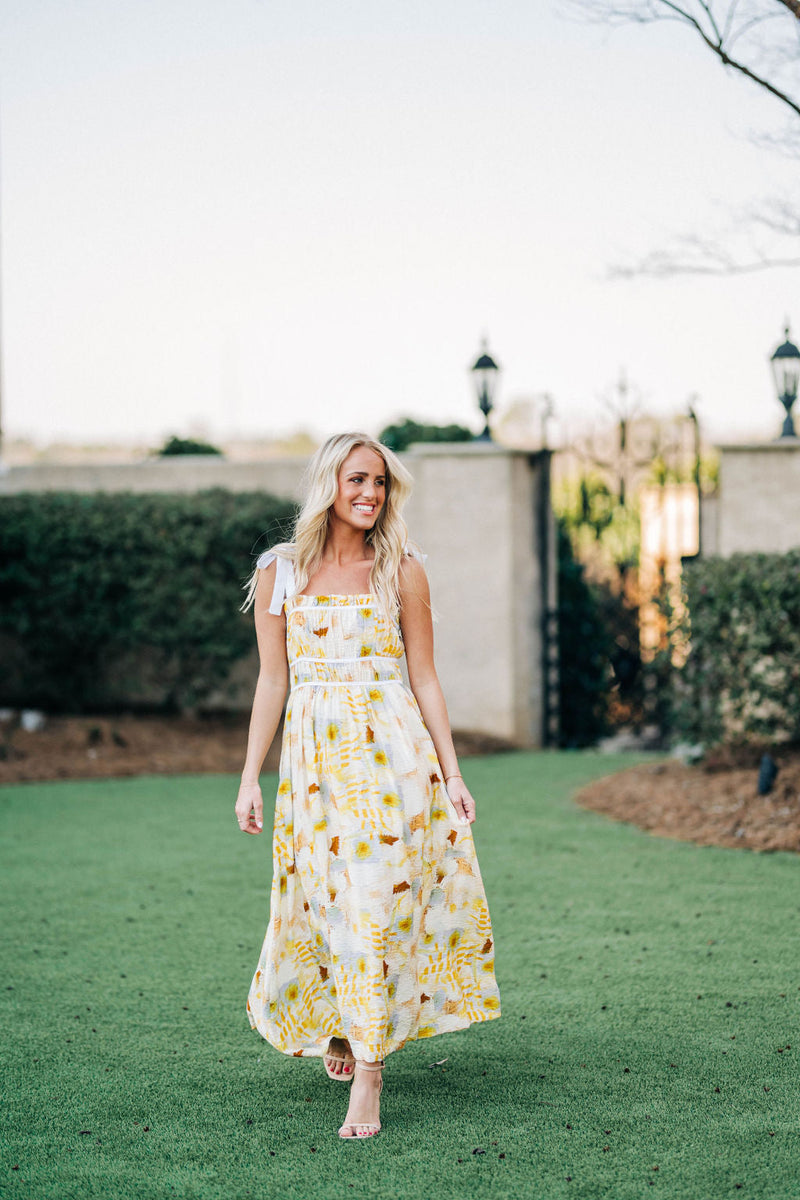 Dreaming of Spring Maxi Dress - Yellow Floral