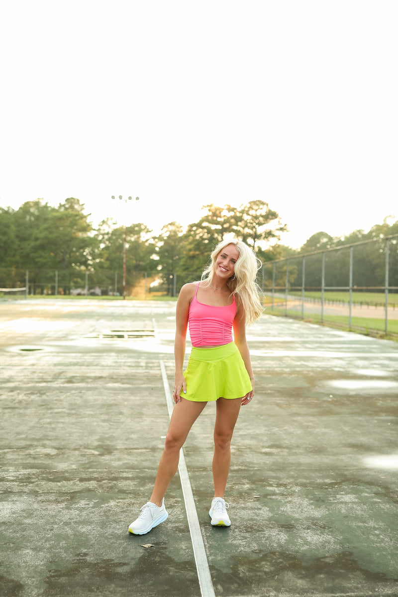 See You On The Court Skort - Sunny Lime