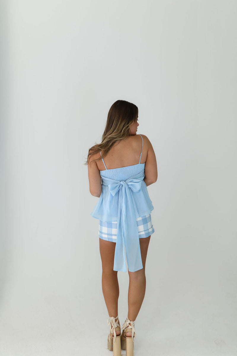Bella Gingham Shorts - Blue White