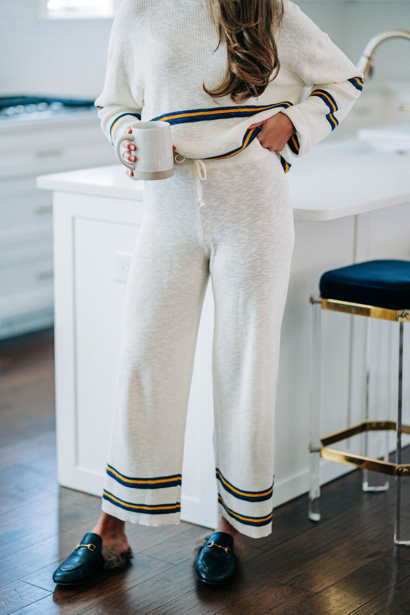 Brielle Stripe Pants - White