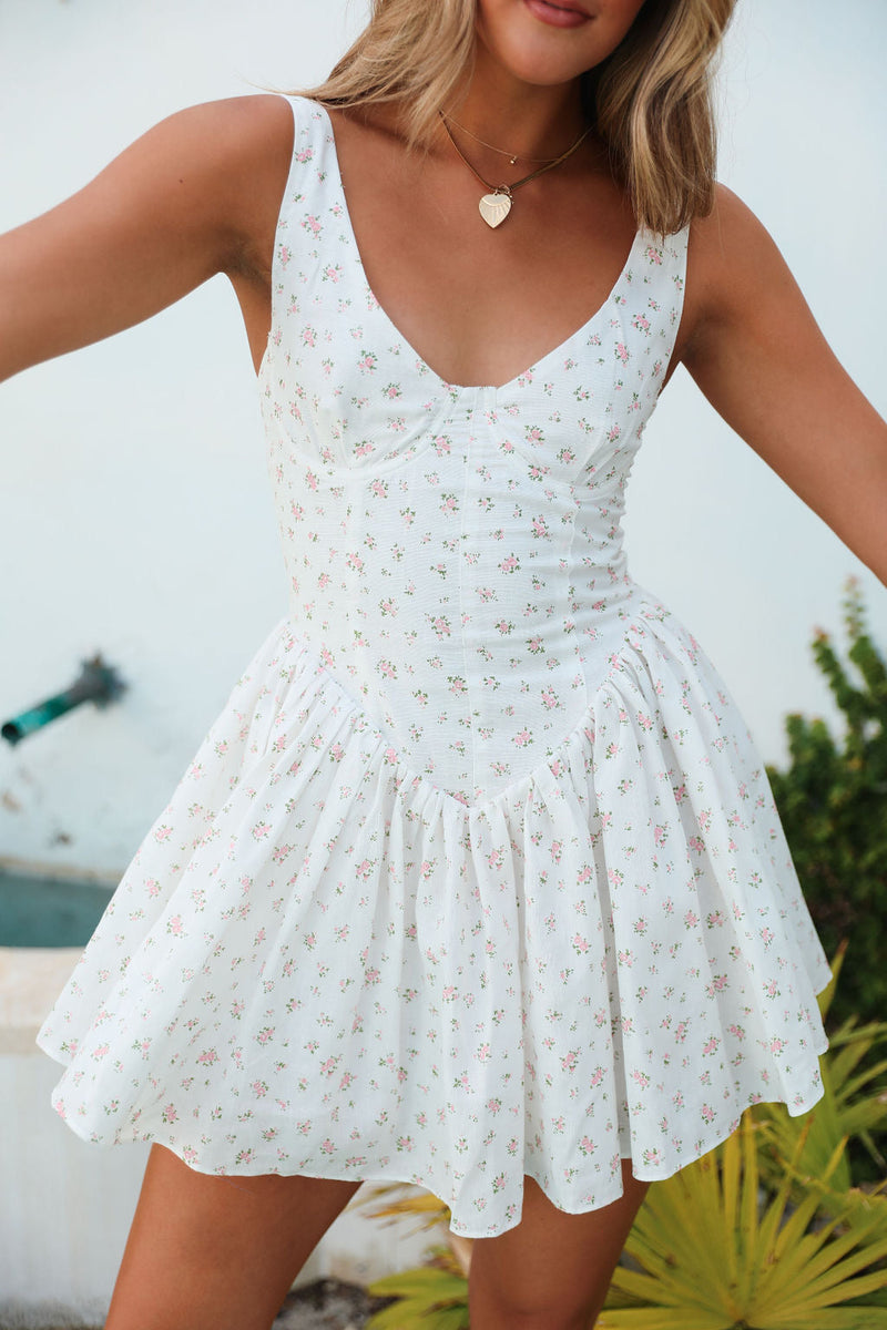 Bridget Mini Dress - White/Pink