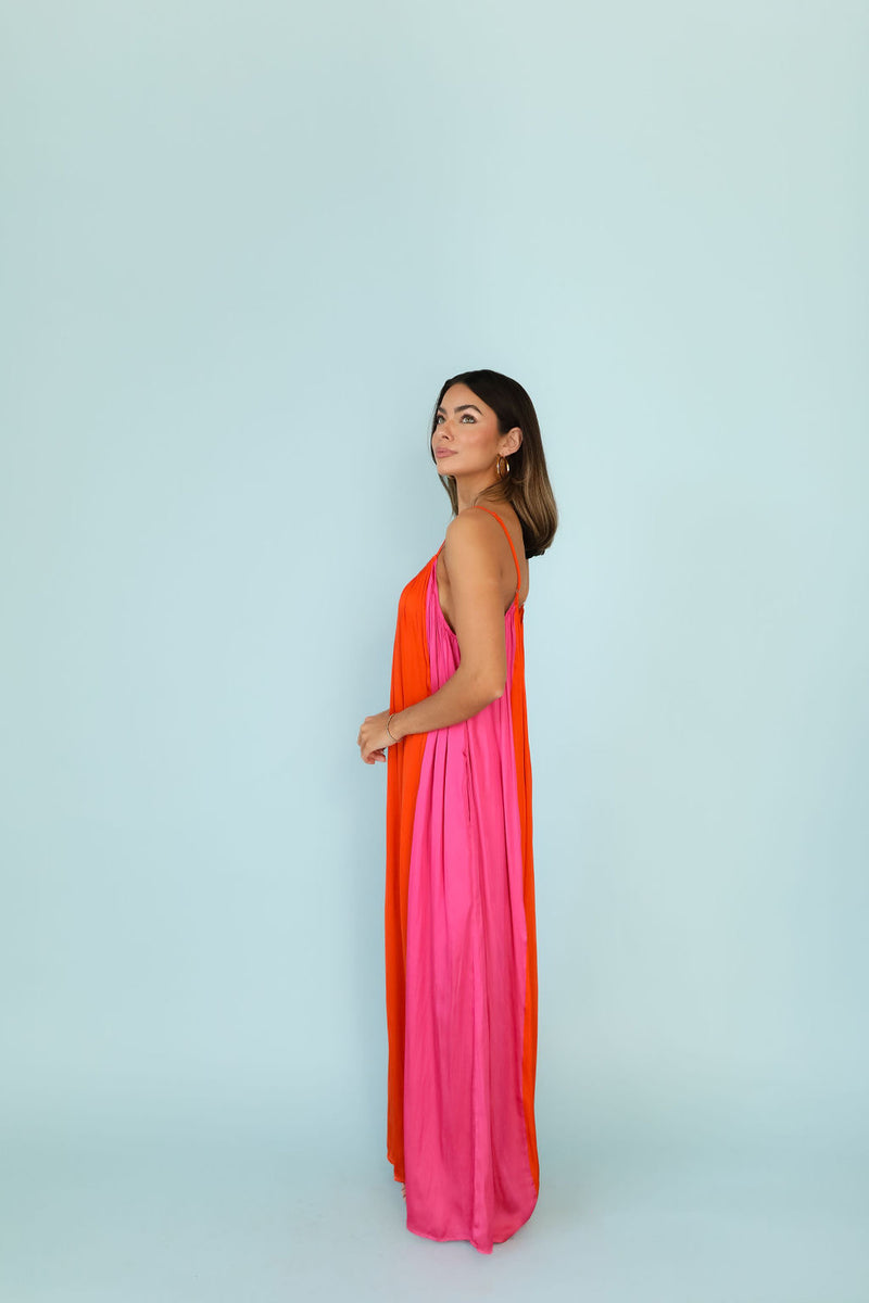Zendaya Maxi Dress - Orange Fushia