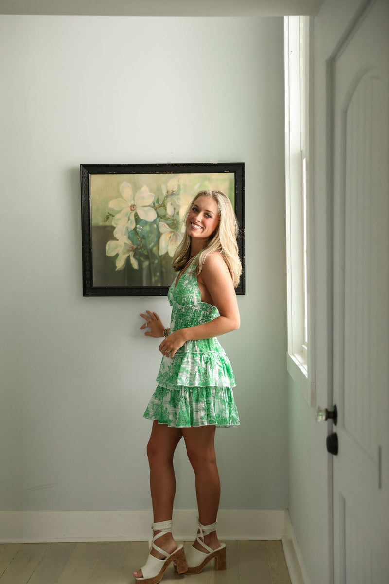 Francesca Halter Dress - Green