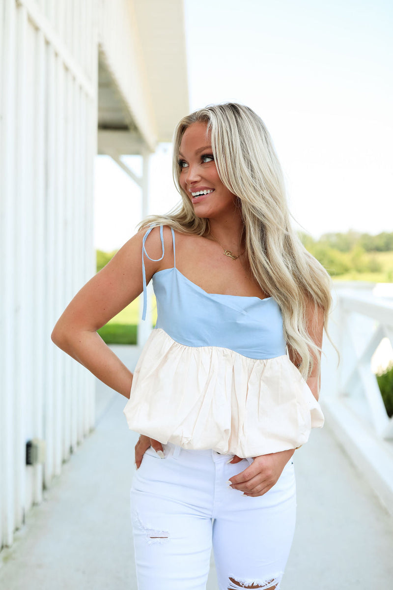 Fable Top - Ivory Blue
