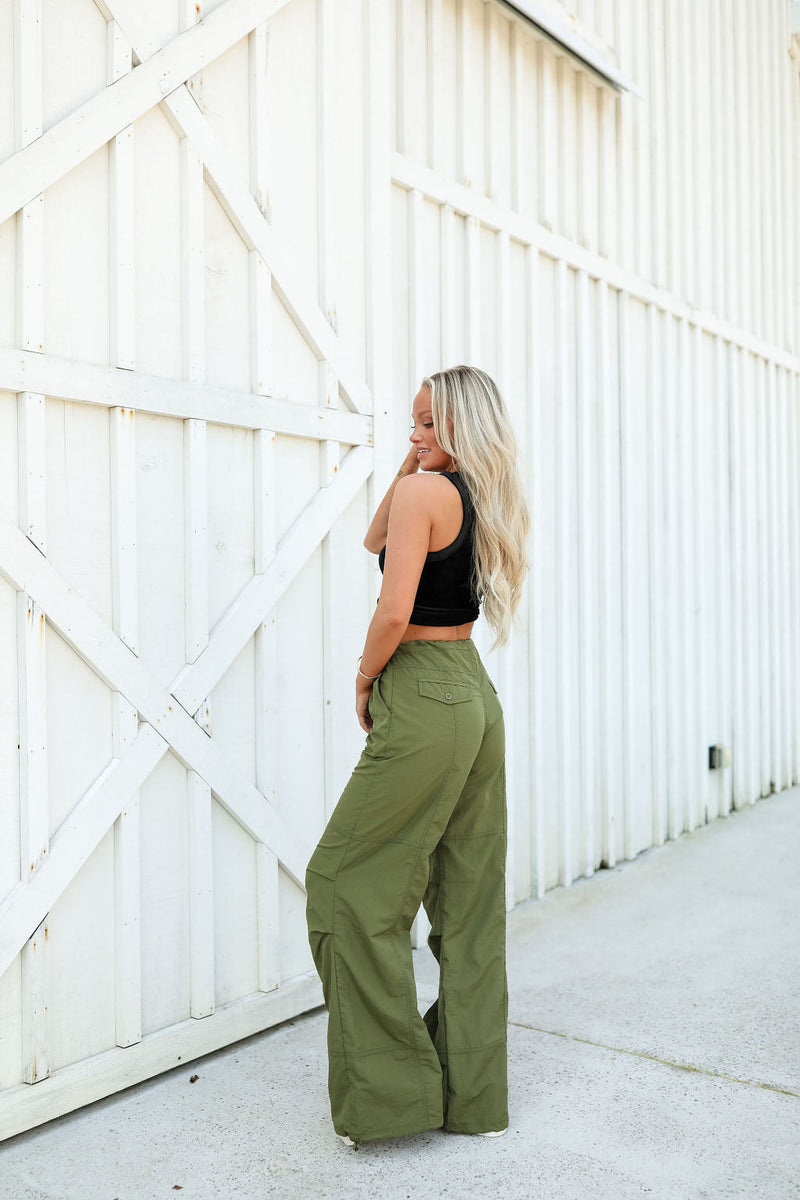 Casually Modern Olive Green Straight Leg Cargo Pants