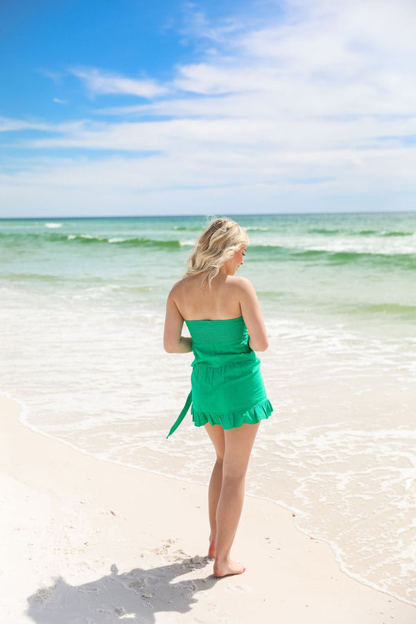 Beachy Wrap Skort - Emerald