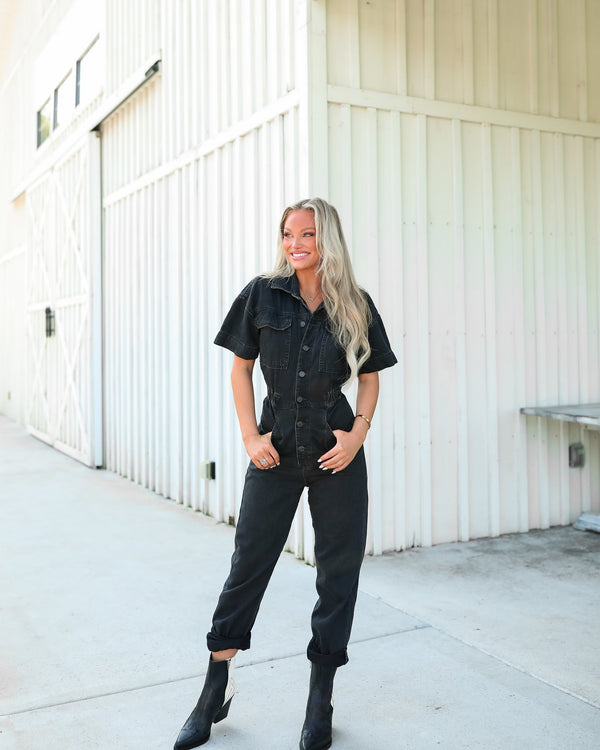 Marci Jumpsuit - Black Denim