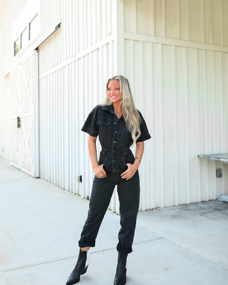 Marci Jumpsuit - Black Denim