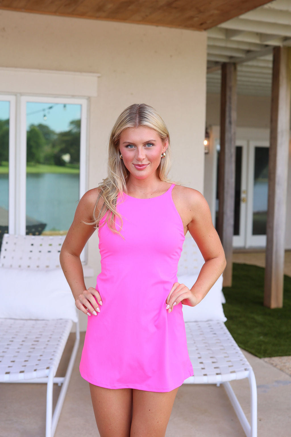 Sunni Athletic Dress - Pop Pink cocolillys Sunni Athletic Dress - Pop Pink cocolillys