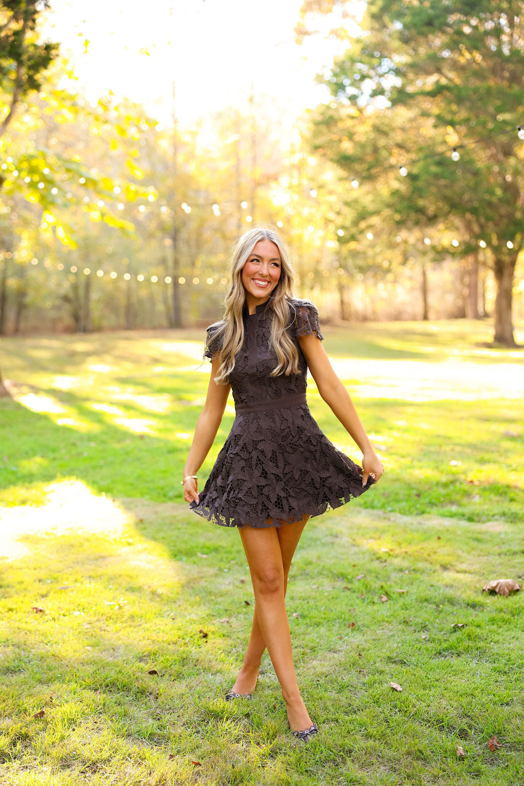antique wish mini dress mocha Monica Mini