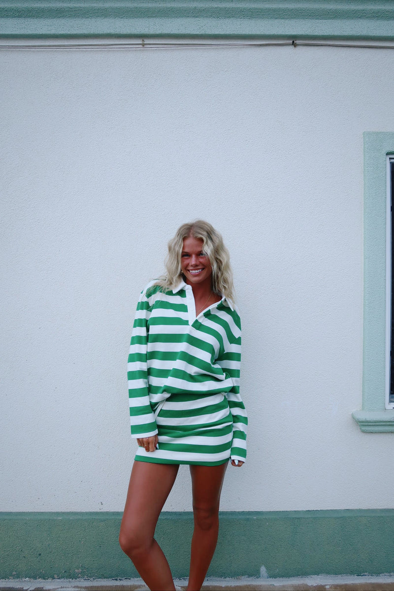Janie Rugby Sweatshirt - Green Stripe