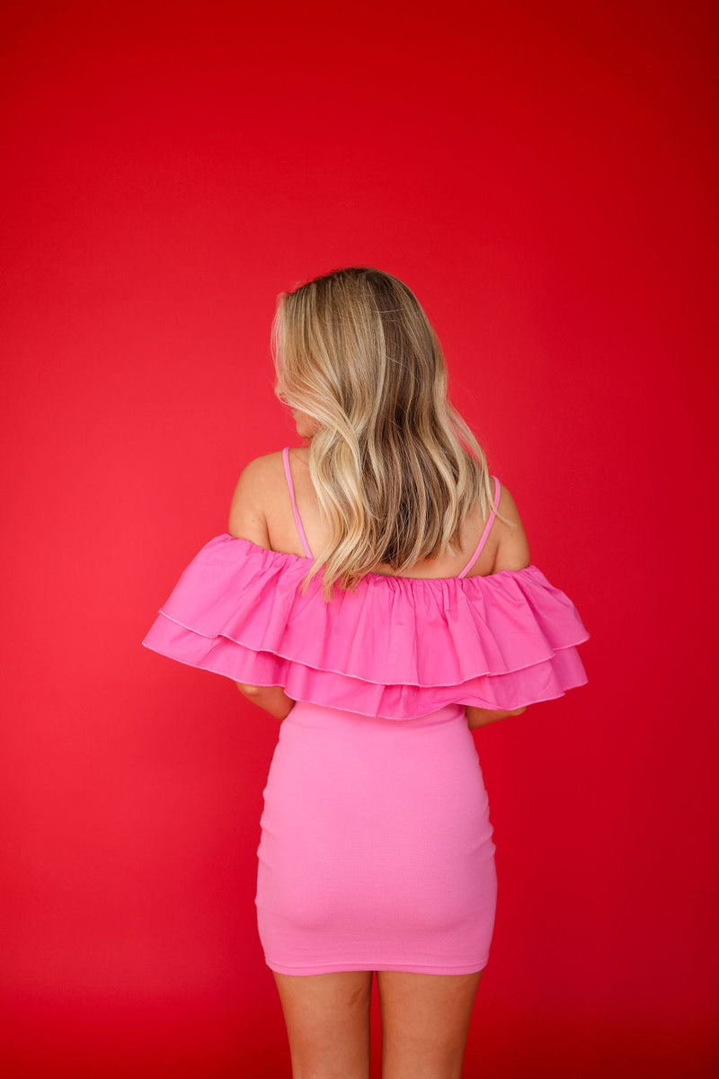 Mimi Flounce Dress - Pink
