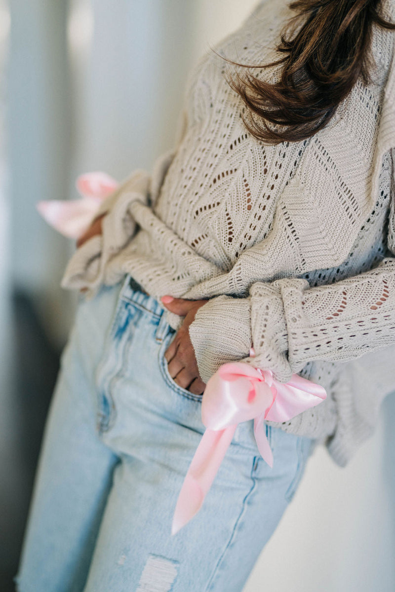 Cozy In Knit Sweater  - Beige