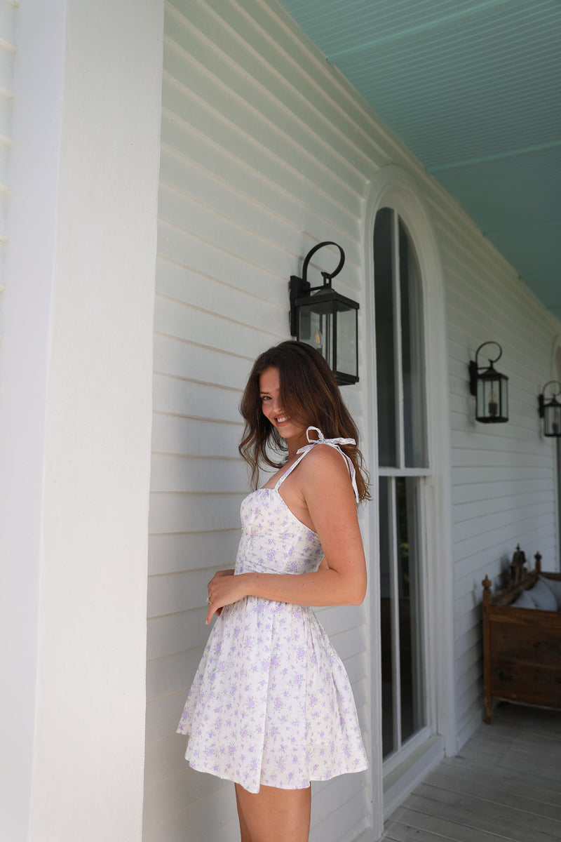 Going Steady Mini Dress - Lilac Bouquet