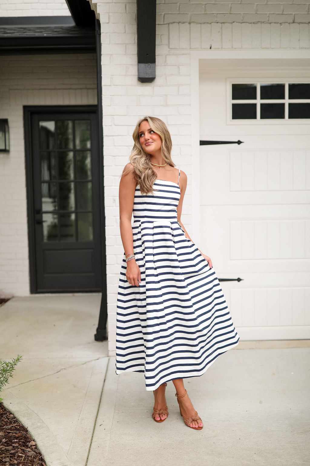 Nautica Stripe Midi - White/Navy – cocolillys