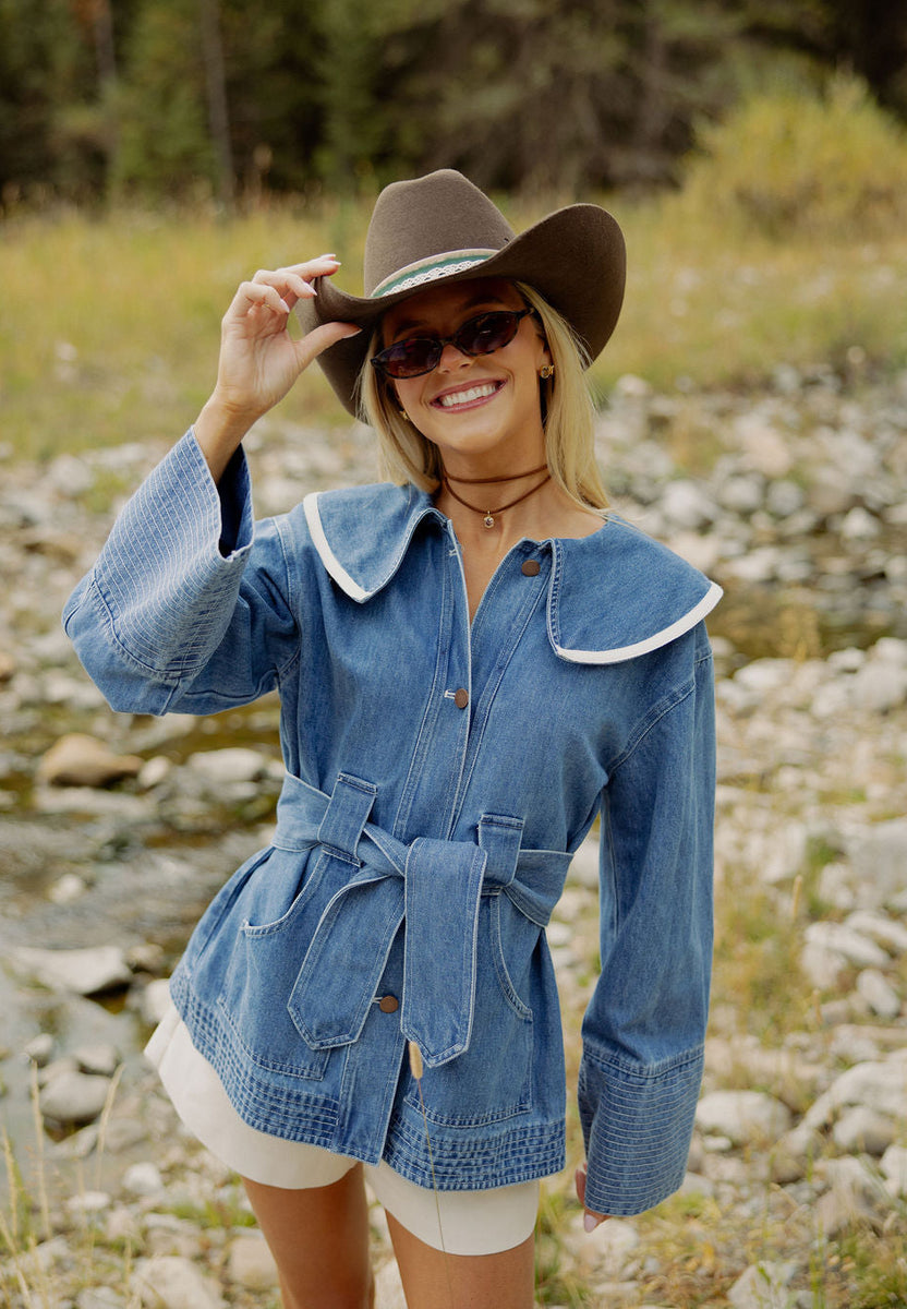 Dixie Denim Wrap Jacket - Faded Sky Denim – cocolillys