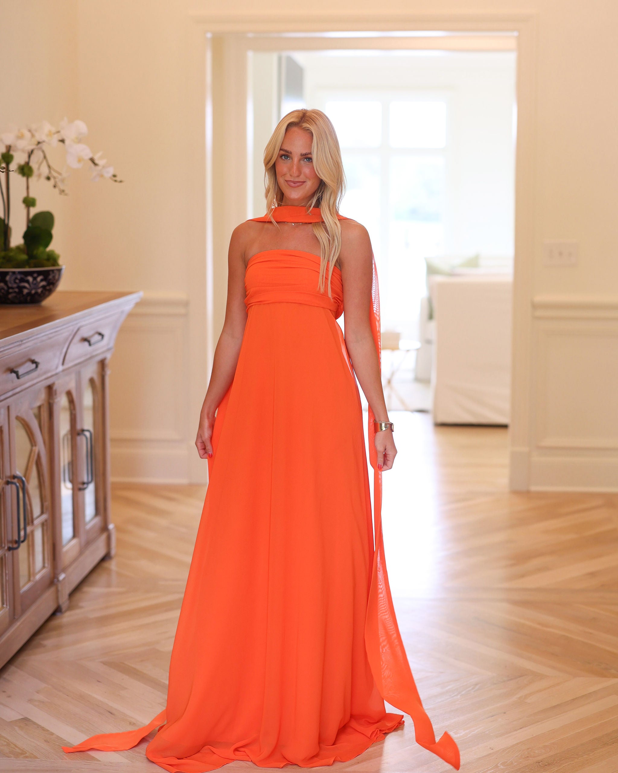 Cooper Scarf Gown - Orange Kiss Small Cooper Scarf Gown - Orange Kiss Small