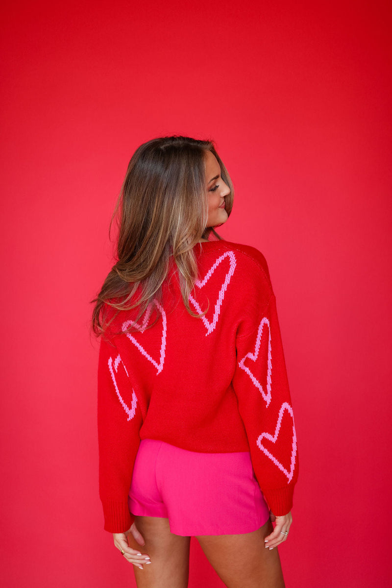 Heart On Fire Sweater - Red