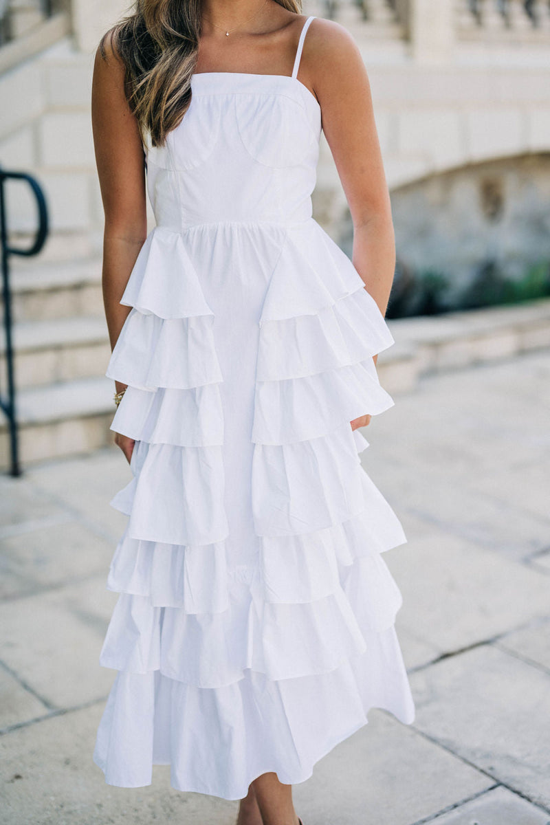 Colbie Ruffle Dress - White
