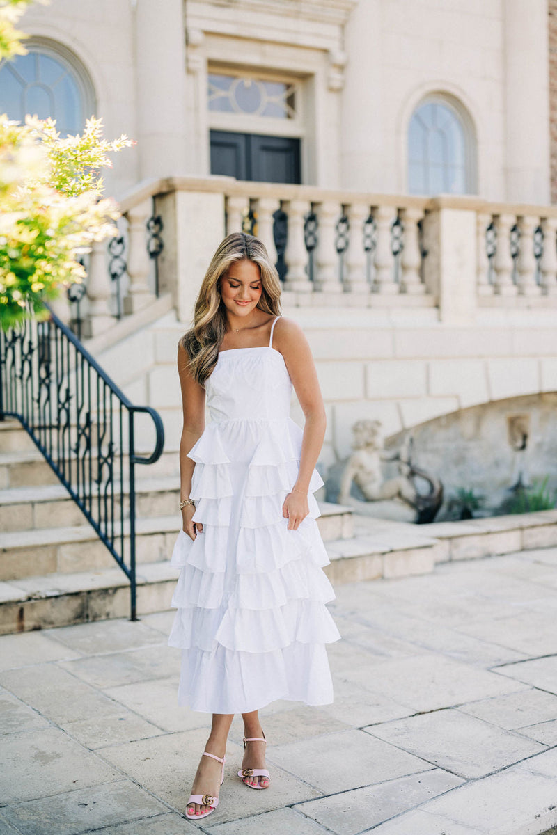 Colbie Ruffle Dress - White