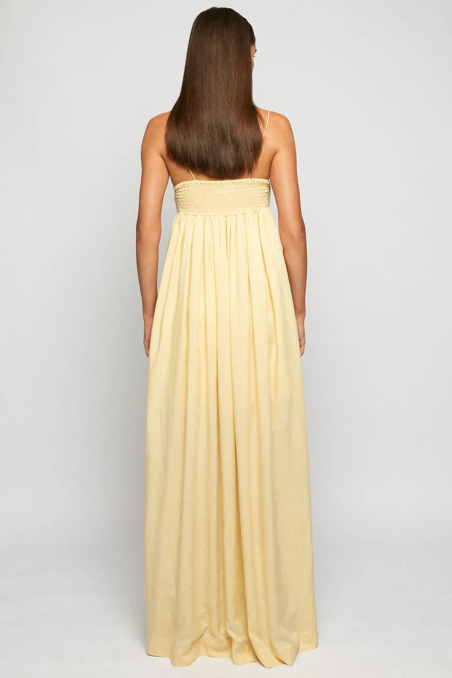 chinese dress ladies Final Sale Plus Size Woven Mesh Maxi Dress in Butter Yellow – Chic And Curvy main image 0