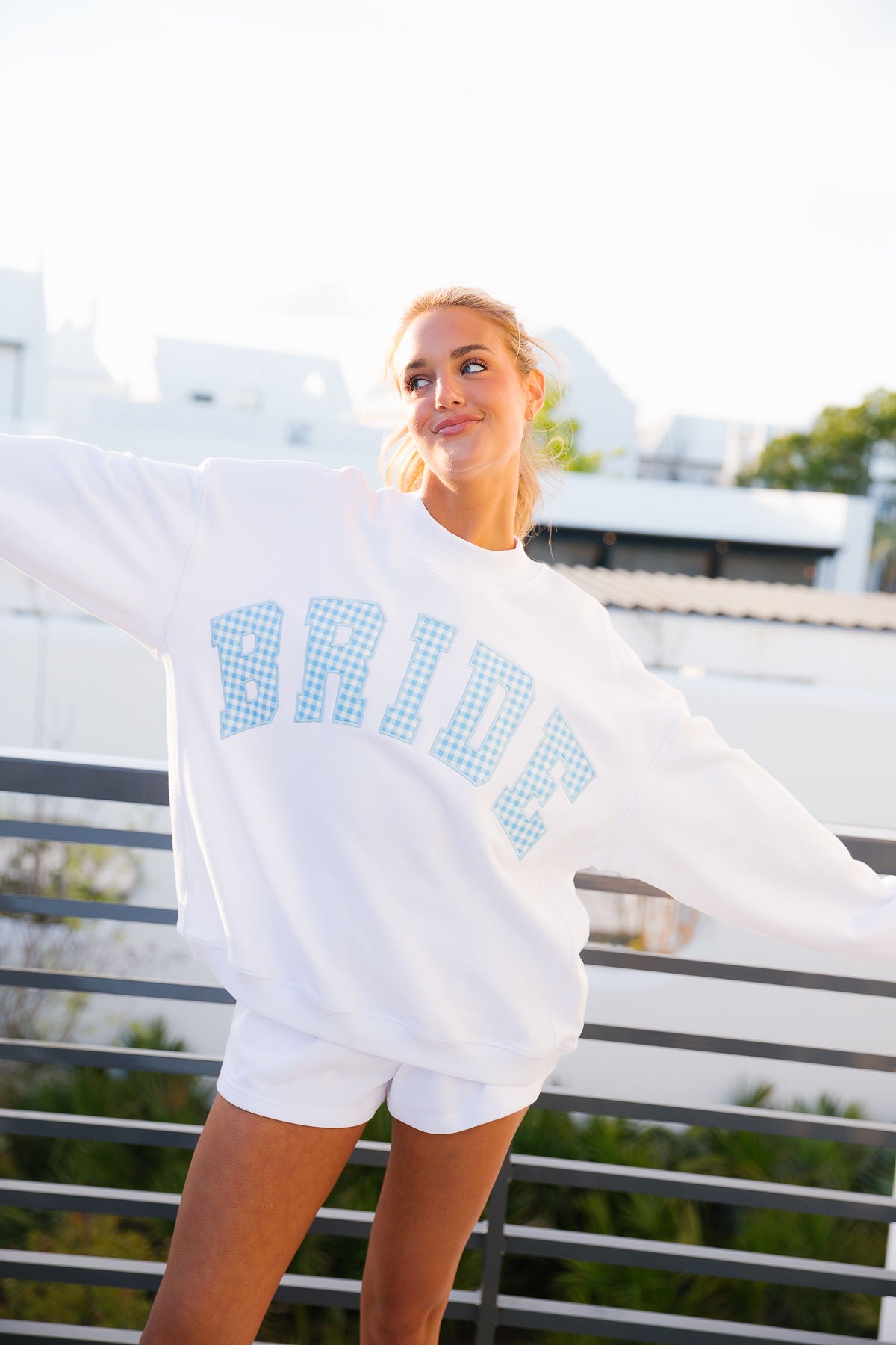 Bride Sweatshirt - Blue Gingham – cocolillys