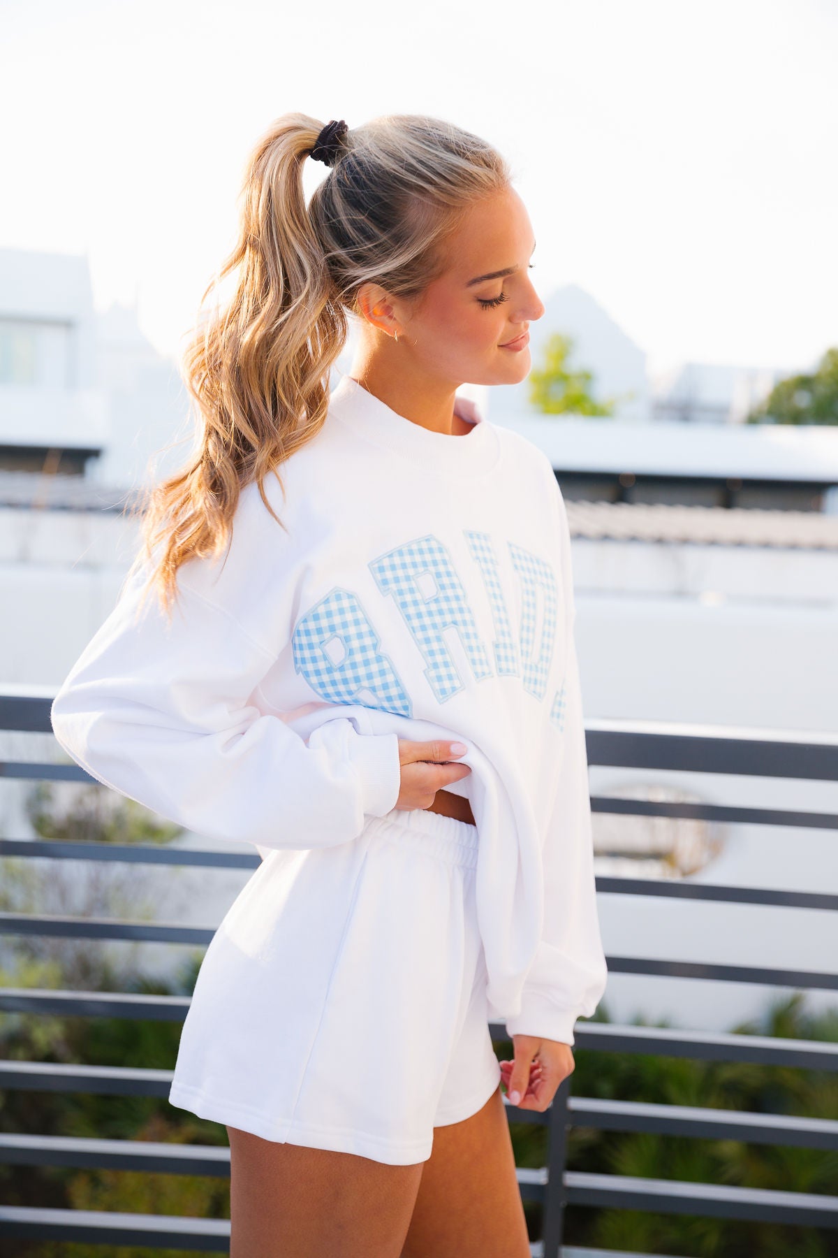 Bride Sweatshirt - Blue Gingham – cocolillys