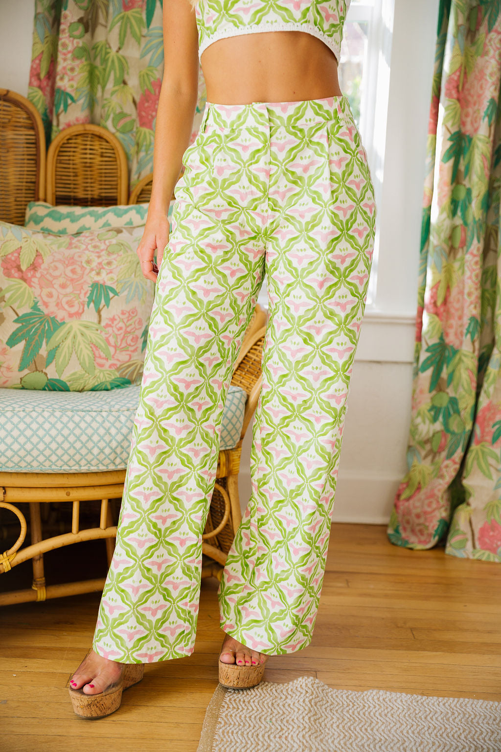 Capri Pant - Palm Lattice Lime – cocolillys