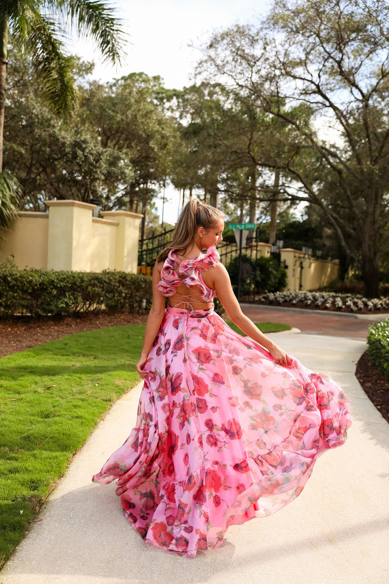 Victoria Maxi Gown - Pink Floral