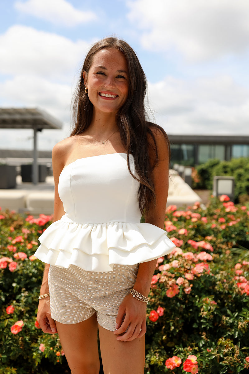 For the Frill Of It Top - White