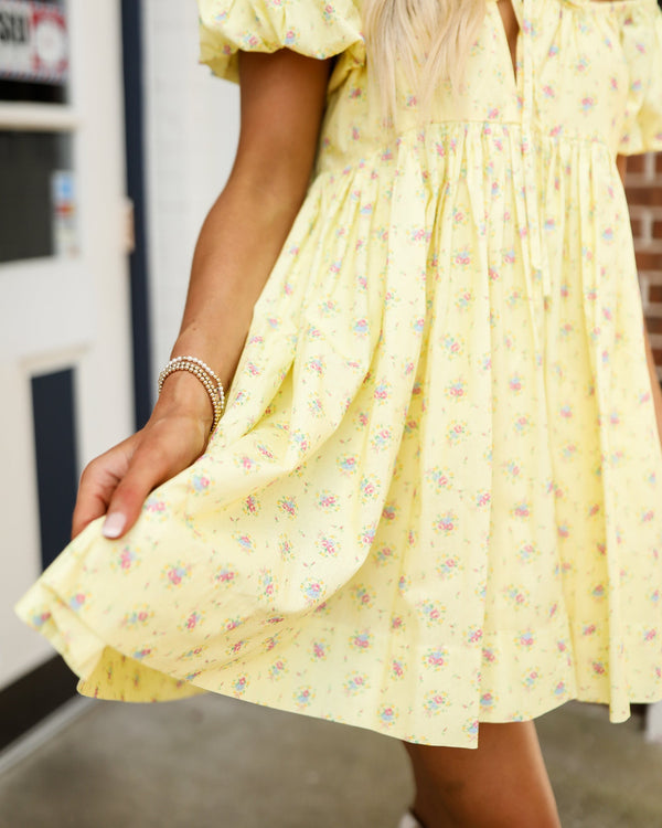 Thinkin About You Dress - Yellow Floral