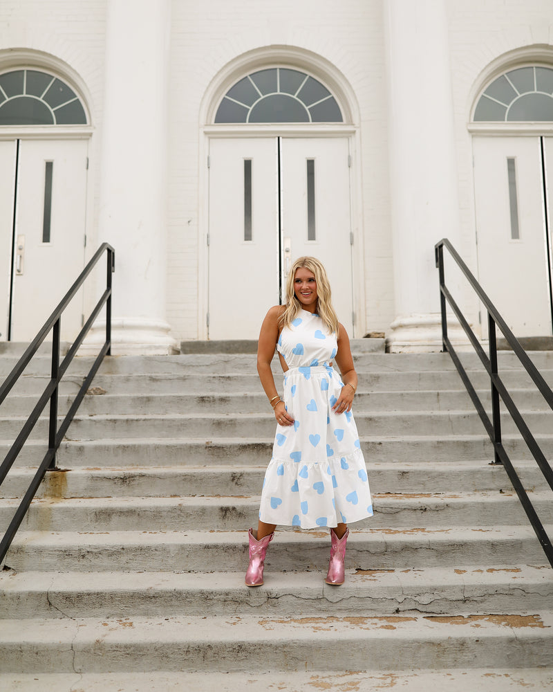 Wonderland Dress  - White Blue