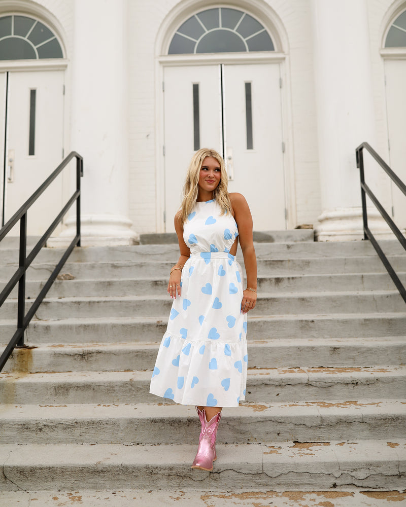 Wonderland Dress  - White Blue