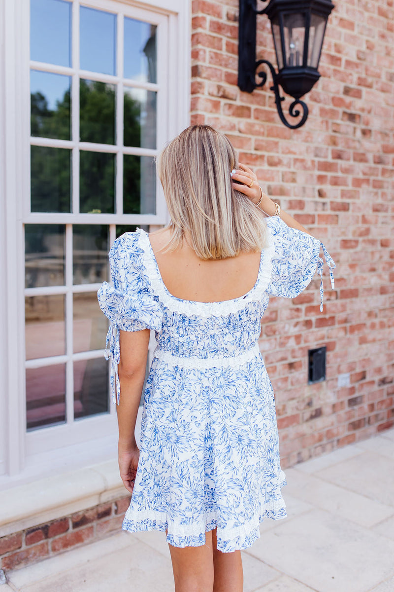 Tillman Mini Dress - White Blue