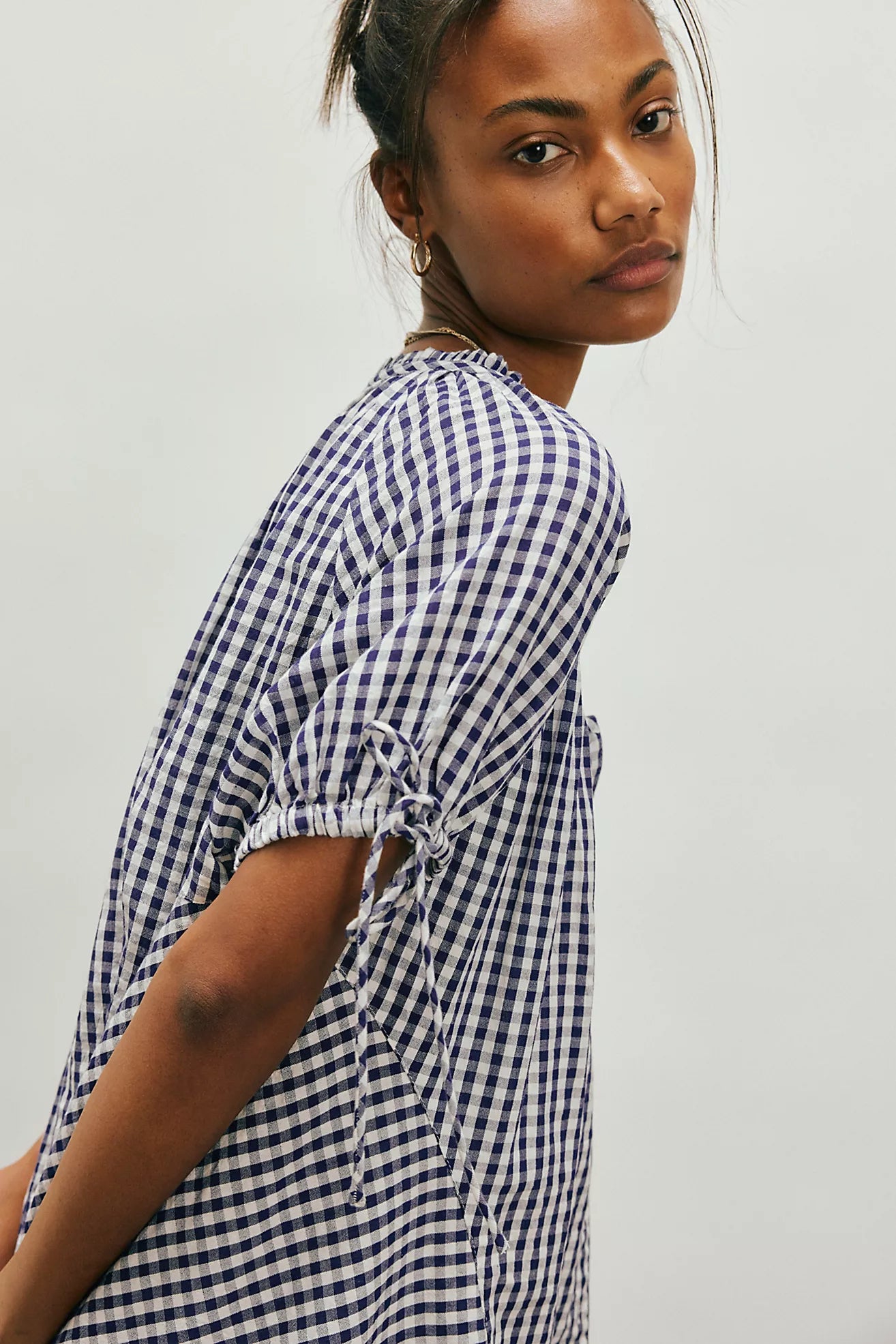 Farley Gingham Tunic - Navy Combo FREE PEOPLE – cocolillys