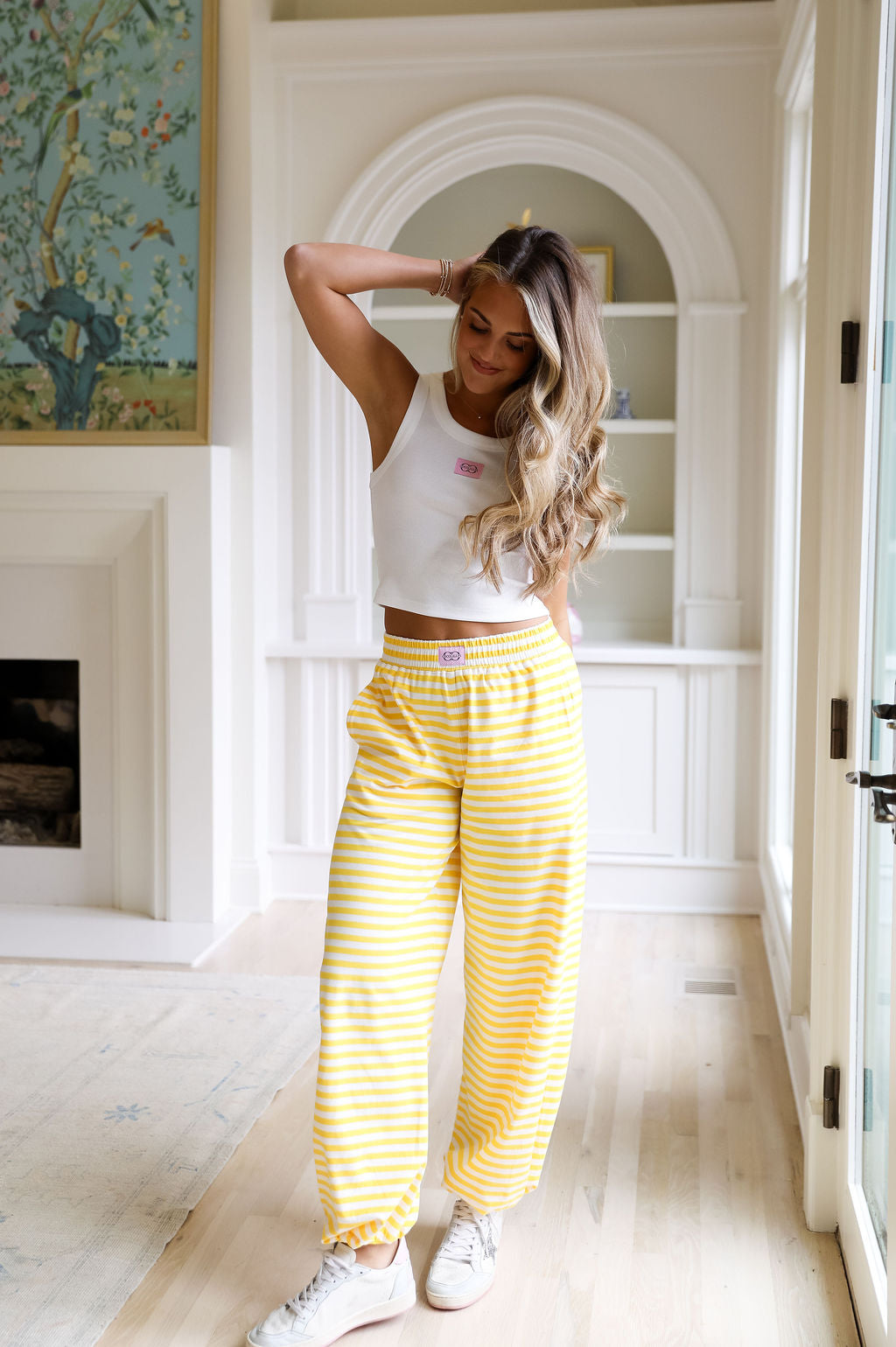 サルエルパンツ kidill Pants Yellow Check Stripe Jogger Pant - Sunbeam – cocolillys