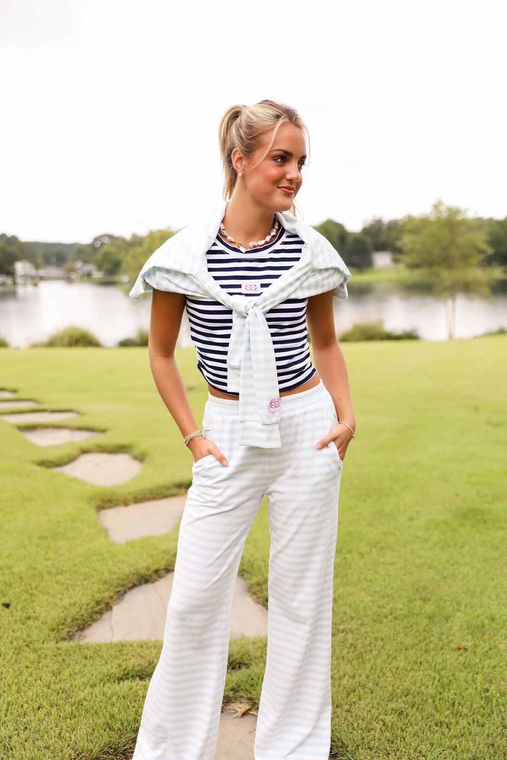 Stripe Oversized Long Sleeve Tee - Bluebell – cocolillys