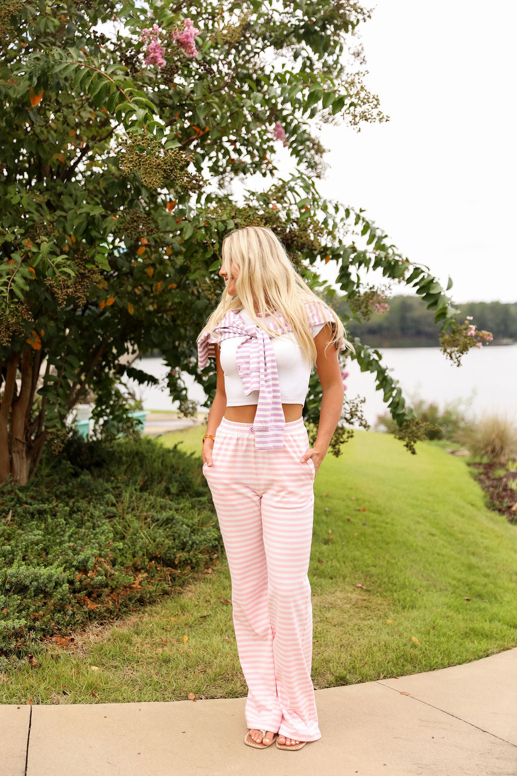 THE ROW IKER PANTS ライトピンク XS Stripe Wide Leg Pant - Bubblegum Kiss – cocolillys
