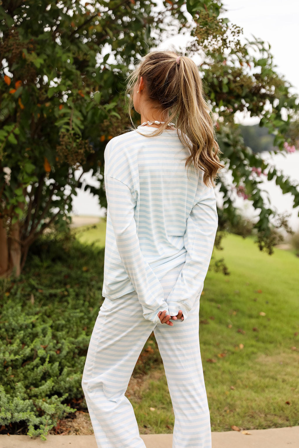 Stripe Oversized Long Sleeve Tee - Bluebell – cocolillys