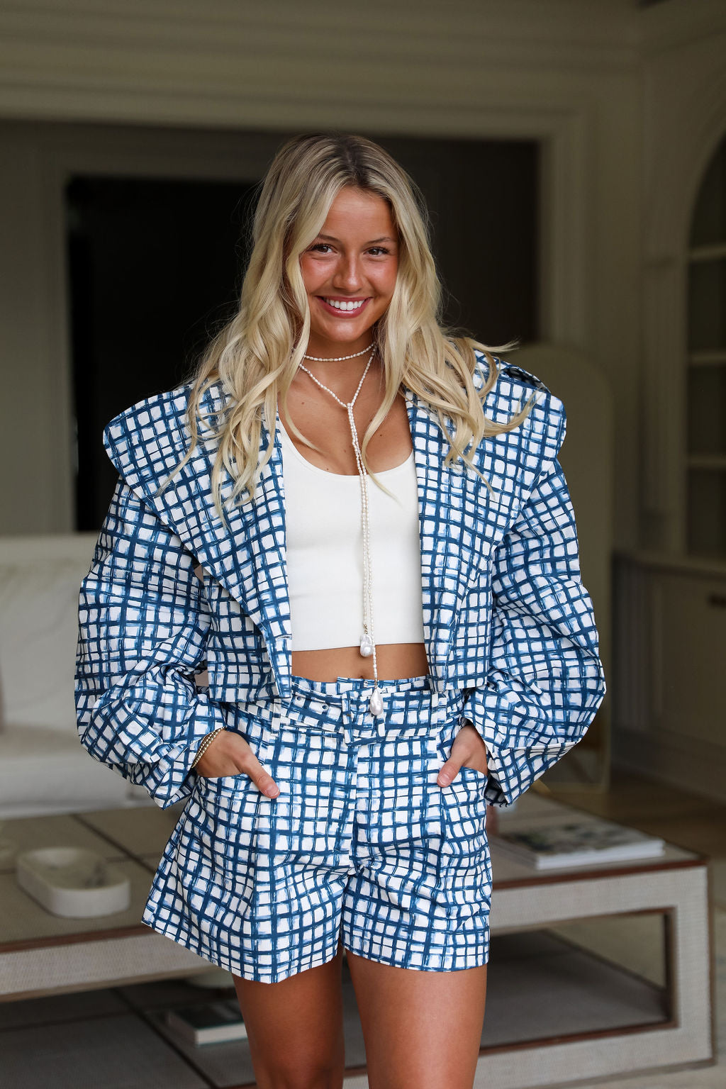 Hyde Park Jacket & Short Set - Blue Check – cocolillys