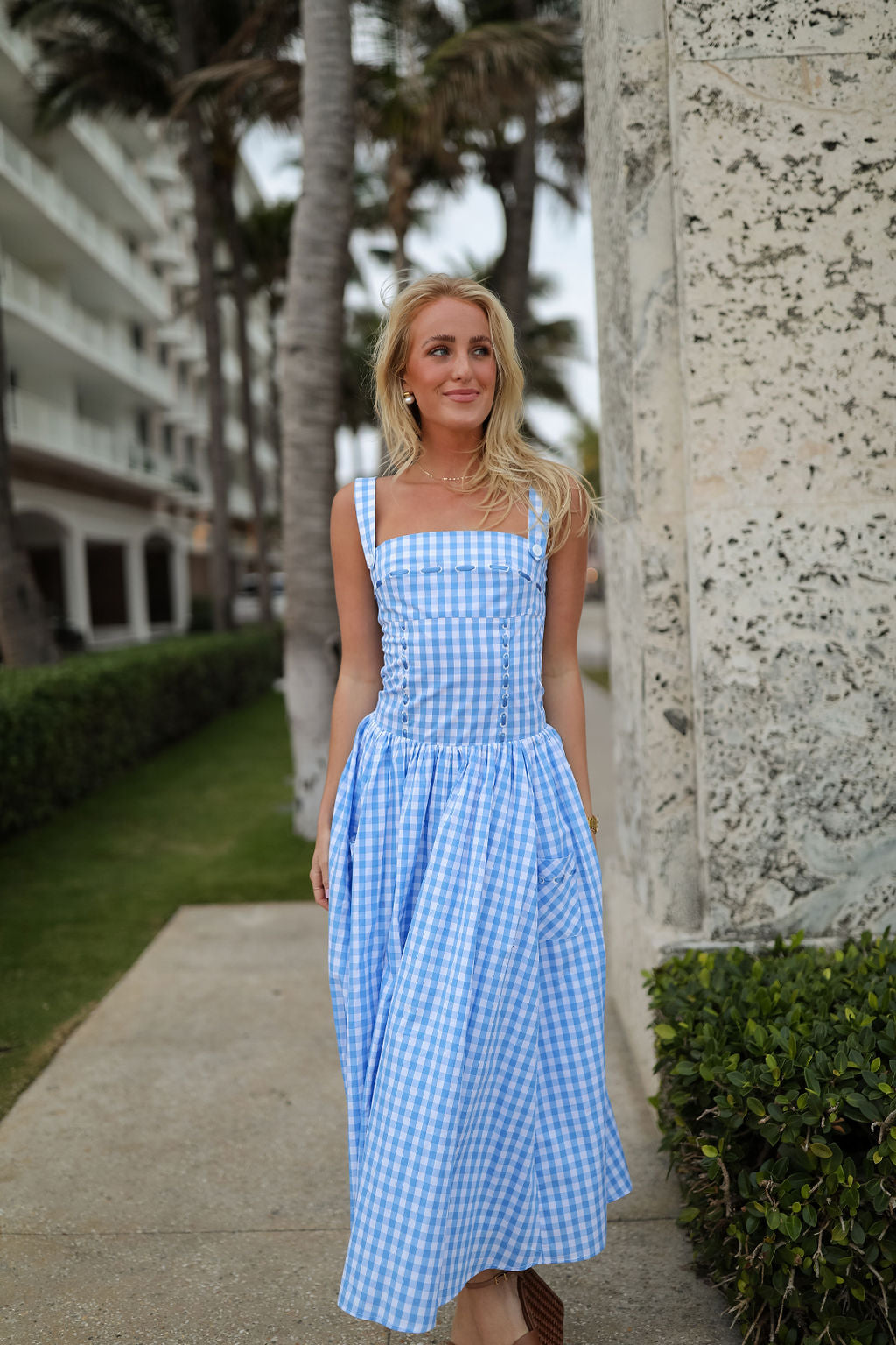 Dorothy Midi Dress - Blue Gingham – cocolillys