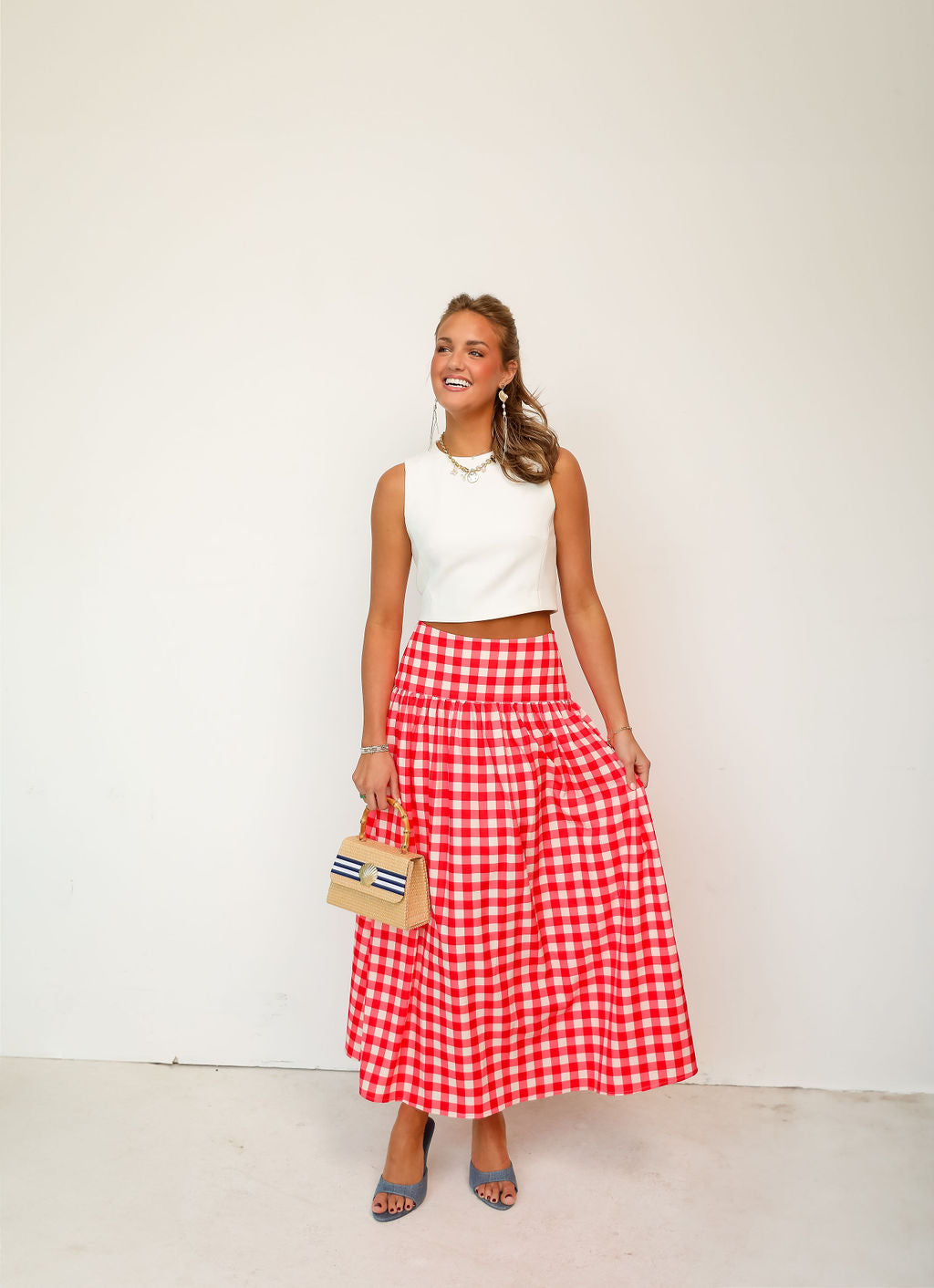 スカート and mary Coco check pleats skirt ANDMARY】Coco check pleats skirt