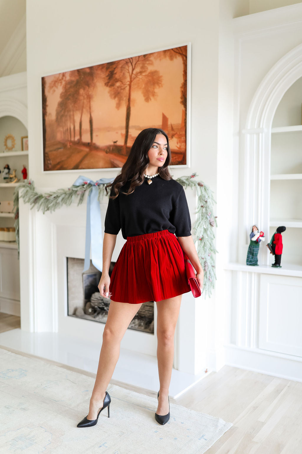 【size36】aere_velvet skirt Aria Velvet Skirt - Red – cocolillys